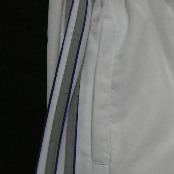 ADIDAS | 2XL | White Exercise Pants With Pockets and Grey and Blue Stripes | GUC - Picture 7 of 15